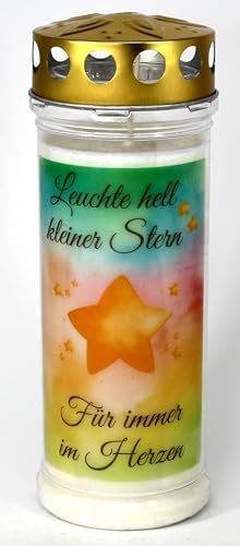 Kerzen Junglas - Grabkerze für Sternenkind, 7 Tage Brenndauer (3961) Grablicht mit Spruch und Motiv, Wetterfester Grabschmuck