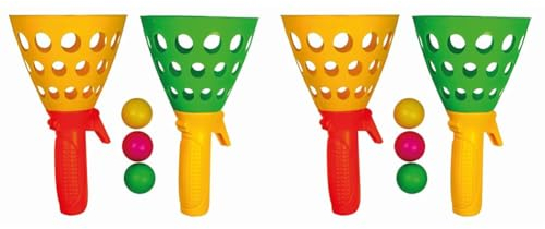 Paul Günther 1546 - Mc Squeezy Click'n'Catch, Fangball-Spiel für Kinder mit 2 Korb-Fängern und 3 Kunststoffbällen (Packung mit 2)