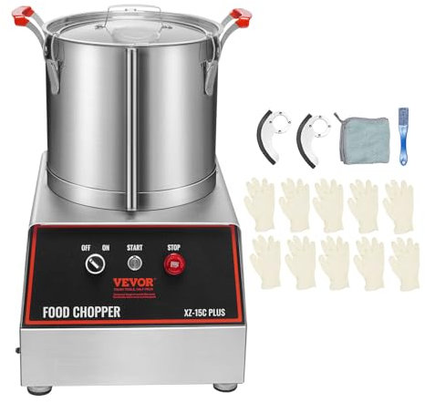 VEVOR Gemüseschneider Elektrischer Obstschneider 1400 W, Gemüse Schneiden 17,62 L Edelstahl Multischneider für Obst und Gemüse, Hotels, Salatläden, Snackbars Küchengeräte Maschinen mit Druckknöpfen