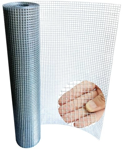 Loveerct Hardware-Tuch, 0,6 cm x 6,1 m, 23 Gauge, feuerverzinkt, geschweißter Käfigdraht, Maschendraht, Rolle für Schlangenzäune, Handwerk, geschweißte Zaun, Garten und Zuhause