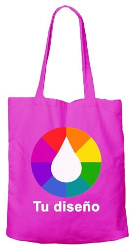 Bolsa de Algodón Personalizable · Impresión serigrafía DTG · A todo color · Tote Bag con tu logo, dibujo, frase o foto preferida (38cm x 42cm, Magenta)