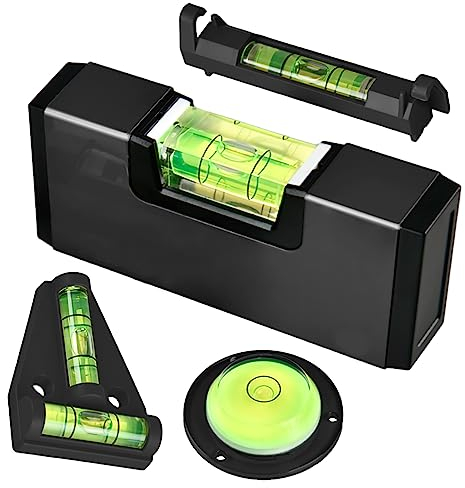 Set di 4 livelle a bolla con 4 diverse piccole livelle a bolla per elettricisti, strumento quadrato magnetico, livella a bolla rotonda, livella a bolla di tipo T, filo