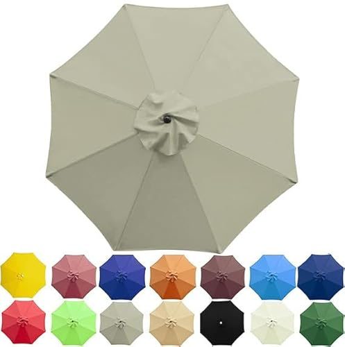SANTUO Sonnenschirm Ersatzbezug 2m/2.3m/2.5m/2.7m/3/3.5m/4m 6/8 Streben, UV-Schutz Ampelschirm Bezug, Wasserdicht Schirmbezug Sonnenschirm Ersatzteile für Balkon, Garten, Pool und Strand