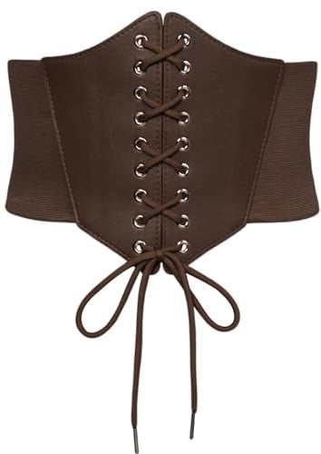 SCARLET DARKNESS Damen Ren Faire Korsettgürtel Tierd Waspie Leather Retro Gebunden Trachtengürtel Kaffee XXL