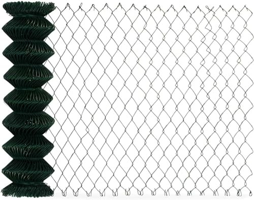 KARAT Maschendrahtzaun - Maschenweite 60x60mm - Drahtstärke 2,8 mm - Gartenzaun mit grüner PVC Beschichtung, Zaun, Drahtgitter, Hühnerzaun, Hundezaun (1 x 15 m)