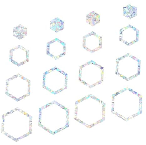 ULDIGI Hexagon Fensterfolie Selbsthaftend Fensterdeko Kleben Mit Farbverlauf Regenbogen Prisma Anti-kollisionsfolie Abnehmbare Home Decor Fensteraufkleber Für Wohnzimmer Schlafzimmer