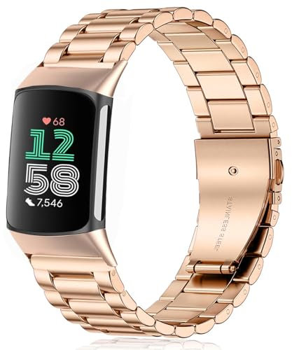 Issinlky Metallband für Fitbit Charge 6/Fitbit Charge 5, Edelstahlarmband für Fitbit Charge 6/Fitbit Charge 5 Damen Herren