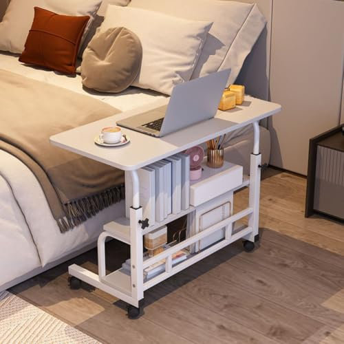 Höhenverstellbarer Überbetttisch mit Rollen, tragbarer Laptop-Arbeitsplatz, Multi-Tisch für Schlafsofa