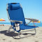 PASAMIC 5-Positionen-Aluminium-Strandkorb, kompakt, tragbar, niedriger Strandkorb für Erwachsene, mit Kühltasche, Aufbewahrungstasche, Handtuchstange, Getränkehalter und Handyhalter, Marineblau