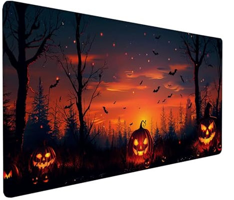Alfombrilla Ratón Calabaza, Alfombrilla Ratón XXL 600x300x3mm, Gaming Mouse Pad con Base de Goma Antideslizante, Alfombrilla Raton Impermeable para Accesorios Pc Gaming, Regalo Mujer, Rojo 9-F-9