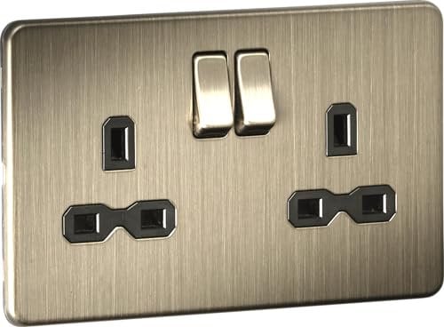 Knightsbridge 13A 2G DP Switched Socket - Antique Brass