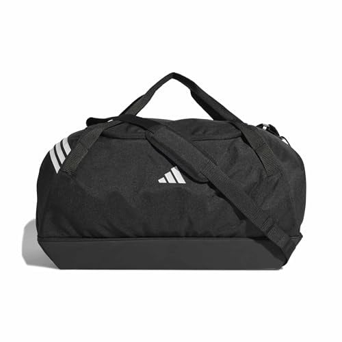 adidas Unisex Tiro Duffle Bag Large with Bottom Compartment Duffel Bag, Black/White, One Size