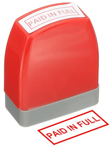 PATIKIL Tampon Autoncreur Paid in Full Notice Pré-Encré Encre Rouge Rouge | Tampon De Bureau Pré-Encré Pour Entreprises