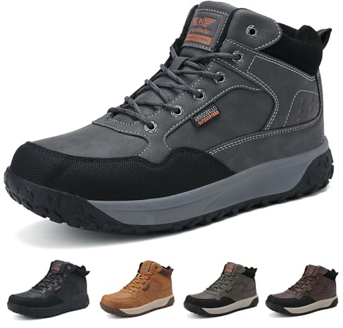 ARRIGO BELLO Scarpe Invernali Uomo Stivali Neve Foderati di Caldo Scarpe Trekking Alpinismo Antiscivolo 41-46 (Grigio 45)