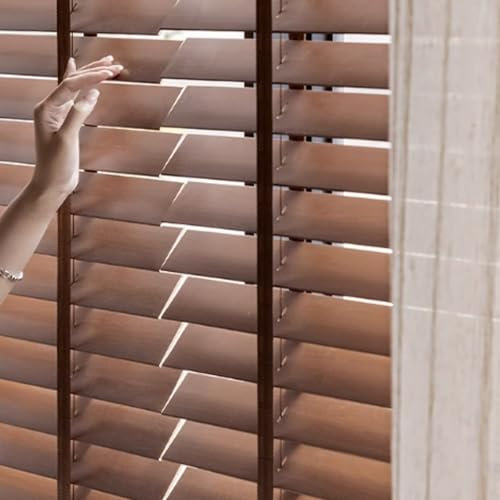 KDDFN Stores Vénitiens Universel en Bois 50mm,Brise-Vue Fenêtre Bois Massif Naturel,Volets de Rideau d'Intimité,Store Horizontaux pour Fenêtre/Porte,Kit de Montage Inclus (W170xH220cm(67x87in))