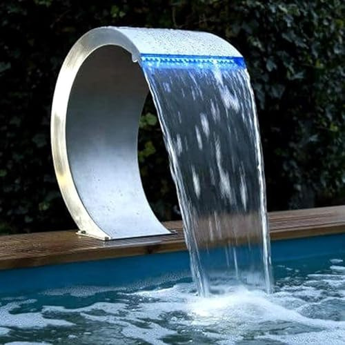 Garten Wasserfall Pool Springbrunnen Edelstahl Pool Wasserfall Brunnen Für Im Boden Pools Garten, One Color, 80cm*50cm