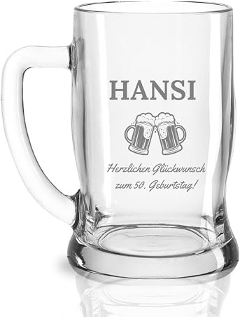 Bierkrug mit Gravur - Bierglas Geschenkidee für Herren - Personalisierte Geschenke für Sie & Ihn, Freunde Vatertag - Geburtstagsgeschenke Männer 500ml