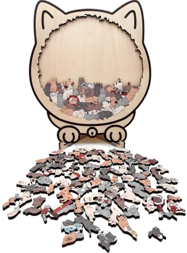 Katzenpuzzle,Katzen Puzzle Holz,Cat Puzzle Wooden,Holzpuzzle Katze Erwachsene Kinder,Geschenke Katzenliebhaber,Katzen Geschenke für Frauen (A)