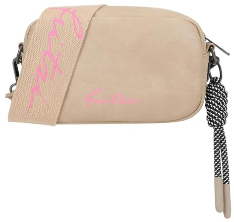 Fritzi Cross Bag Lou Beige Crossbody Damen Umhängetasche Schultertasche Handtasche Alltagstasche Lederimitat Reißverschluss Tragegurt Freizeittasche Alltag Reisen Freizeit 14,5 x 22 x 7 cm, Beige