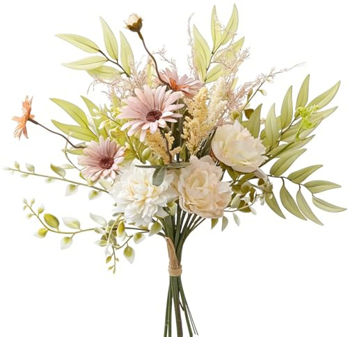 YELIKIT Kunstblumen Künstliche Pflanzen Blumen Dekoration Hortensien SeideBlumen Arrangements für Zuhause Blumenstrauß Hochzeit Garten Küche Festival Dekor