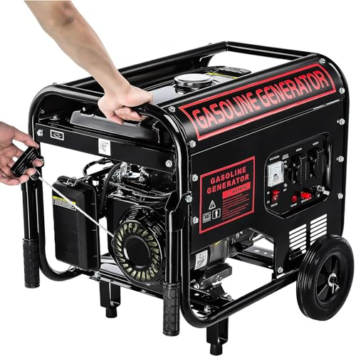 Stromerzeuger Benzin 3000W Generator, 7,5 PS 4-Takt Motor, Stromgenerator 2600W Dauerleistung, AVR Spannungsregelung, 15L Tank, 2x230V Steckdose, Notstromaggregat für Camping Baustelle Gartenhaus