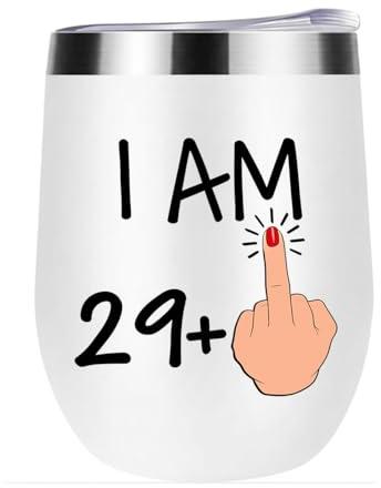 Posoto 30th Birthday Gifts for Women - 12oz Stainless Steel Insulated Travel Mug, Funny I AM 29+1 Milestone Party Present for Best Friend, Daughter