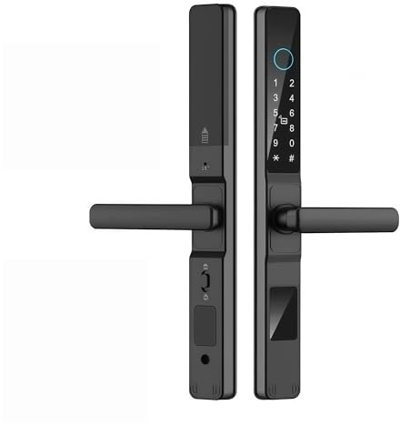 Serrure intelligente for porte coulissante, étanche, application TTLock, empreinte digitale, carte à Code numérique, antiblocage, en aluminium et verre, électronique(Black3585-Long)