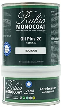 Rubio Monocoat Oil Plus 2C, Leinöl als ökologischer Holzschutz für den Innenbereich, schnell trocknendes Holzöl zur Holzbehandlung - Bourbon, 350 ml