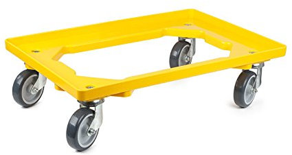 aidB Kunststoff Transportroller Offen - Gelb - mit Gummiräder, 4 Lenkrollen - Einzel