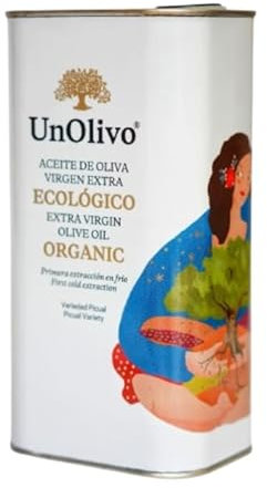 UnOlivo Aceite de Oliva Virgen Extra Ecológico lata 5L | Variedad Picual | Extracción en Frio | Aceite Filtrado