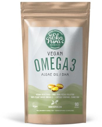 Vegan Oméga 3 - Huile d'Algues, 90 Capsules (250mg DHA/Capsule)