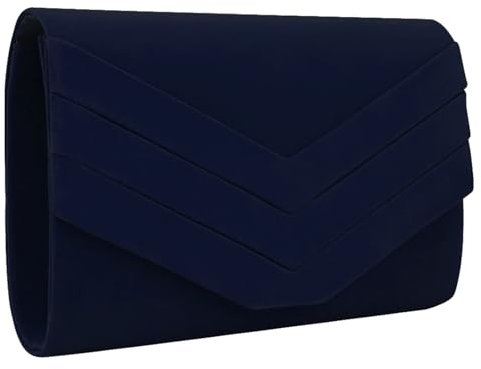 Best World 4 Yu Wocharm Womens V Shape Suede Clutch Evening Prom Purse Bridal Shoulder Handbags(Navy Blue)