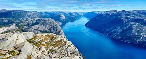 hansepuzzle 74590 - Norwegen Panorama-Puzzle 2000 Teile - Natur Motiv mit hochwertiger Aufbewahrung: Kartonbox und wiederverschließbarem Beutel - Format 116,6 × 46,7 cm