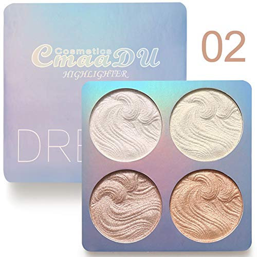 Weixinbuy Shimmer Highlighter Powder Palette, Illuminator Palette The Powder Palette Highlighter Baked Waterproof Long Lasting Brilliant Lighten Skin Color, Great Choice and Gift for Girls.