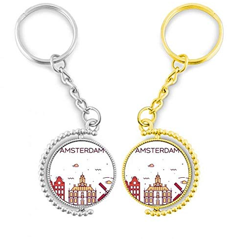 DIYthinker Amsterdam Flat Landmark Ring aus vergoldetem Metall, Schlüsselanhänger