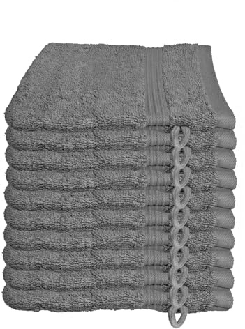 Julie Julsen 10er Pack Waschlappen 29 Farben erhältlich weich und saugstark 500gsm Öko Tex 15 x 21 cm Silbergrau B-Ware