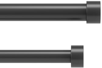 Umbra Cappa Doppel-Gardinenstange, Teleskop, 168-306 cm, Schwarz | Stahl, komplettes Set mit Haltern und Endstücken, bis 10 kg pro Stange, einfache Wandmontage