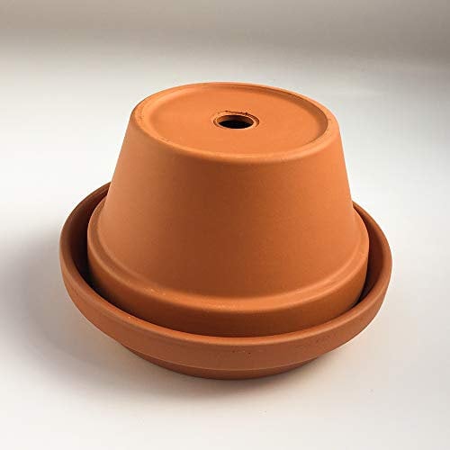 Weston Mill Pottery - Terracotta Half Pot Ashtray (13cm diameter pot) Unglazed Saucer [HF13/S15]