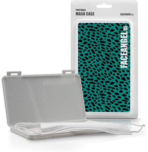 FACEANGEL Masken-Box für bis zu 5 Mund- und Nasenmasken – Leopard Grün I Masken-Etui für die hygienische Masken-Aufbewahrung I Ideal für Schulranzen, Handtasche, Rucksack & Auto