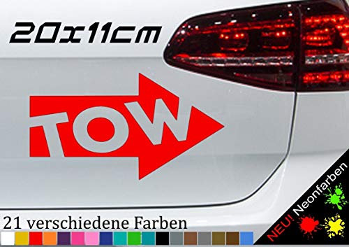 Abschlepp Aufkleber Sicker TOW Pfeil Panne Abschlepphaken Makierung 20x11cm in 21 Farben