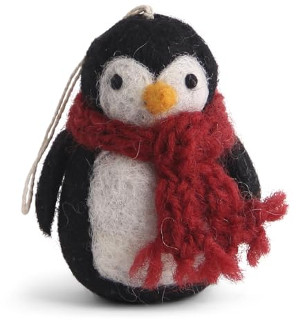 Weihnachtsanhänger Baumschmuck Pinguin mit rotem Schal Filz