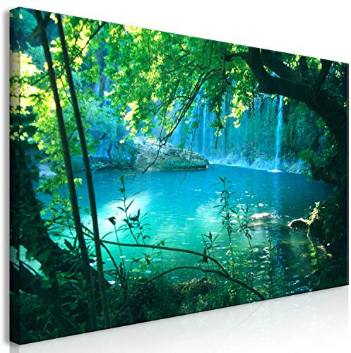 B&D XXL - Leinwandbild Wohnung Wasserfall, Schlafzimmer, Wohnzimmer, modern | Hochwertige Leinwand, sofort aufhängbar, ideal fürs Wohn- oder Schlafzimmer, wasserfest und lichtecht, langlebig, stilvoll