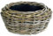 Panier à plantes rond en rotin – Gris beige – Panier en osier avec insert pour extérieur/extérieur – Panier de jardin en osier – Cache-pot pour jardin/pot de fleurs (diamètre 35 cm, hauteur 14 cm)