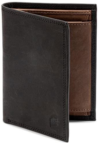 SERASAR | Portafoglio in Pelle Per Uomo [Vintage] Con Protezione RFID | Vera Pelle | 12 Slot Per Carte | Inclusa la Scatola Regalo | Ottima Idea Regalo, Nero/Marrone, M, Vintage