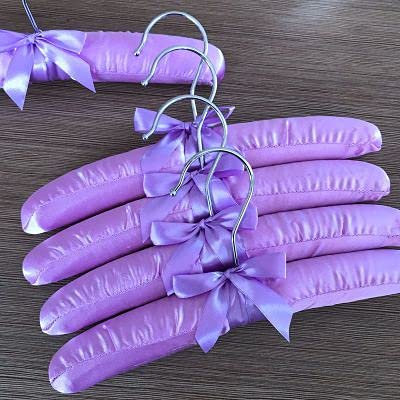 15pcs 25 cm raso imbottito gancio di seta avvolto vestiti appendiabiti appeso argento gancio spugna appendiabiti vestiti per bambini bambino (viola, 25 cm)