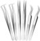 6 pinze per depilare estensioni per ciglia, dritte e curve in acciaio inox, volume individuale, pinzette di isolamento (argento)