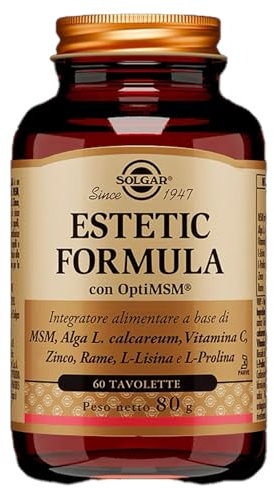 Solgar Estetic Formula, 60 tavolette, Integratore per Capelli, Pelle e Unghie, con Vitamina C, Zinco, Rame, MSM, Alga Lithotamnion Calcareum, L-Lisina e L-Prolina