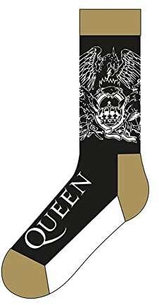 Queen Chaussettes Crest And Band Logo Nouveau Officiel Homme Noir (Uk Size 7 - Size One Size