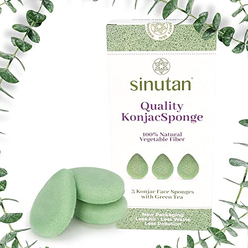 Sinutan® | Esponja Konjac Facial | Juego de 3 (VERDE)