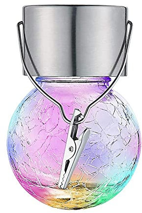 AZURAOKEY Lot de 5 lampes solaires LED en verre craquelé - Décoration étanche (C)